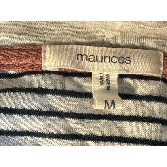 Maurices - Oatmeal Striped Sleeve Asymmetric Cowl Neck Sweatshirt - Size M - EUC - Picture 4 of 4